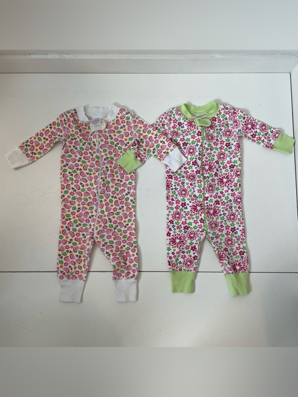 Set of 2 Hanna Andersson Girls 60 cm 6-9 months PJs Sleeper Zippy Floral